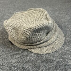 Portolano Gray Lambswool Angora Knit Newsboy Cap Hat Ribbed Slouchy Brimmed Gray
